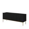 Tv-benk NICOLE - 150x53 cm - svart matt - 2 dører - 1 skuff - metall bein