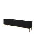 Tv-benk NICOLE - 200x53 cm - svart matt - 2 dører - 1 skuff - metall bein