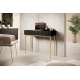 Sminkebord NICOLE - 100x82 cm - svart matt - 2 skuffer - metall bein
