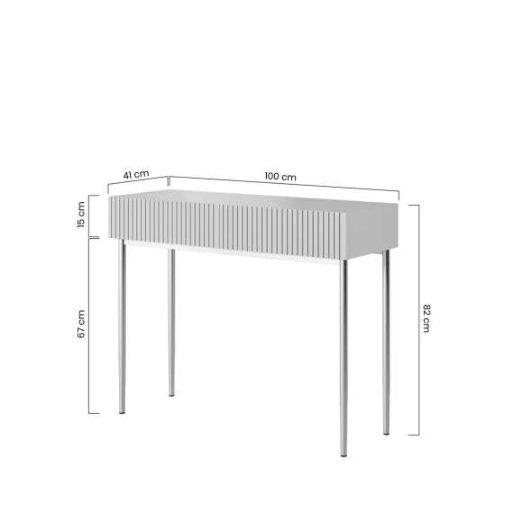Sminkebord NICOLE - 100x82 cm - svart matt - 2 skuffer - metall bein