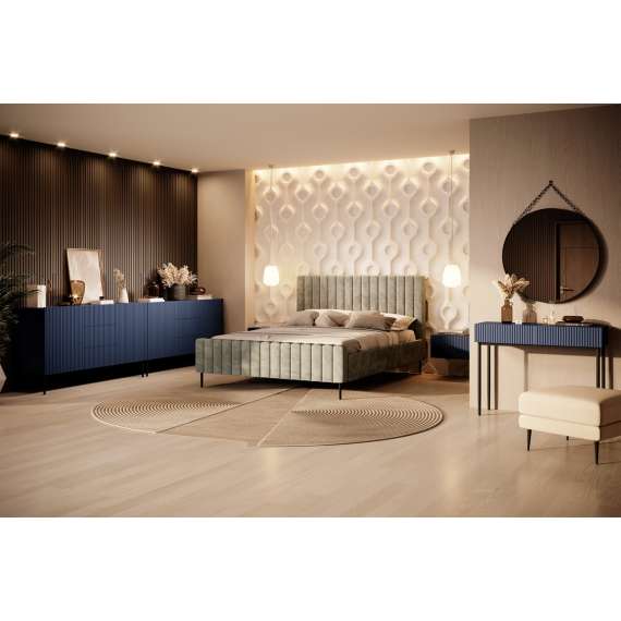 Sminkebord NICOLE - 100x82 cm - svart matt - 2 skuffer - metall bein