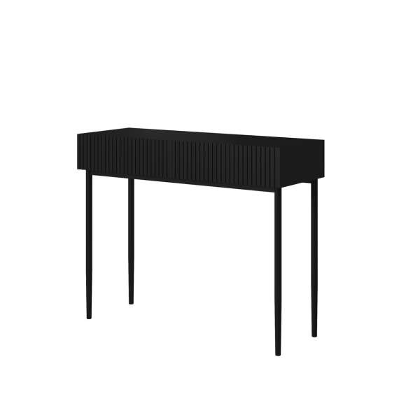 Sminkebord NICOLE - 100x82 cm - svart matt - 2 skuffer - metall bein