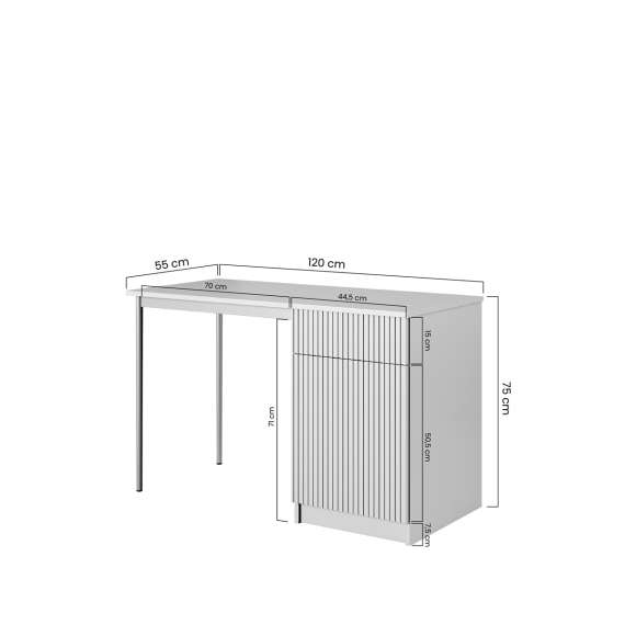 Skrivebord NICOLE - 120x75 cm - svart matt - 1 dør - 1 skuff - metall bein