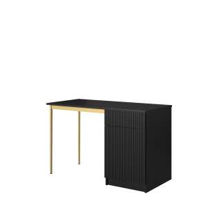 Skrivebord NICOLE - 120x75 cm - svart matt - 1 dør - 1 skuff - metall bein