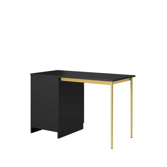 Skrivebord NICOLE - 120x75 cm - svart matt - 1 dør - 1 skuff - metall bein