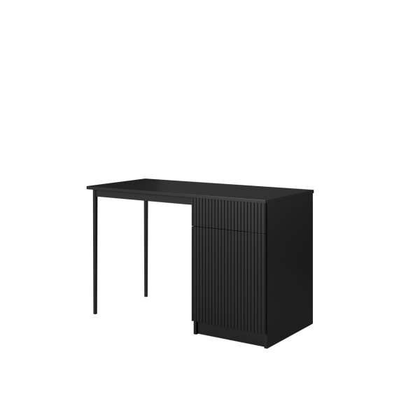 Skrivebord NICOLE - 120x75 cm - svart matt - 1 dør - 1 skuff - metall bein