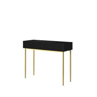 Sminkebord NICOLE - 100x82 cm - svart matt - 2 skuffer - metall bein