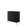 Skjenk NICOLE - 100x105 cm - svart matt - 3 skuffer - metall bein