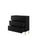 Skjenk NICOLE - 100x105 cm - svart matt - 3 skuffer - metall bein