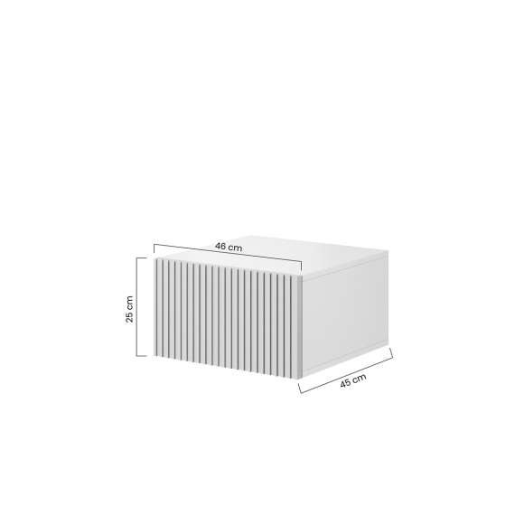 Vegghengt nattbord NICOLE - 46x25 cm - svart matt - 1 skuff - 2 stk