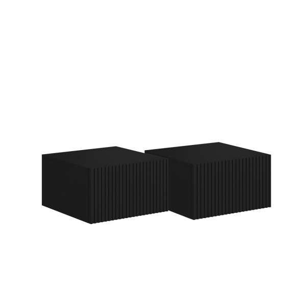Vegghengt nattbord NICOLE - 46x25 cm - svart matt - 1 skuff - 2 stk