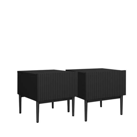 Skjenk NICOLE - 46x45 cm - svart matt - 1 skuff - metall bein