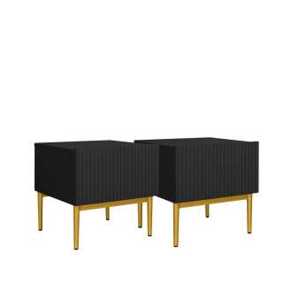 Skjenk NICOLE - 46x45 cm - svart matt - 1 skuff - metall bein