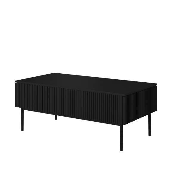 Sofabord NICOLE - 120x60 cm - svart matt - 2 skuffer - metall bein