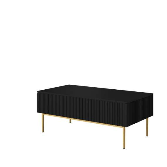 Sofabord NICOLE - 120x60 cm - svart matt - 2 skuffer - metall bein