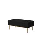 Sofabord NICOLE - 120x60 cm - svart matt - 2 skuffer - metall bein