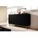 Skjenk NICOLE - 150x85 cm - svart matt - 3 dører - metall bein