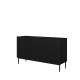 Skjenk NICOLE - 150x85 cm - svart matt - 2 dører - 3 skuffer - metall bein
