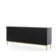 Skjenk NICOLE - 200x85 cm - svart matt - 4 dører - metall bein