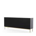 Skjenk NICOLE - 200x85 cm - svart matt - 4 dører - metall bein
