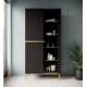 Vitrineskap NICOLE - 100x200 cm - svart matt - 2 dører -  metall bein