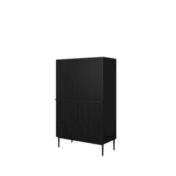 Skap NICOLE - 100x160 cm - svart matt - 2 dører -  metall bein
