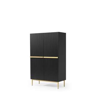 Skap NICOLE - 100x160 cm - svart matt - 2 dører -  metall bein