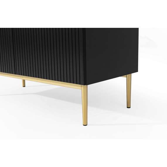 Skap NICOLE - 100x160 cm - svart matt - 2 dører -  metall bein