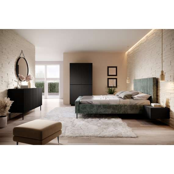 Garderobeskap NICOLE - 100x207 cm - svart matt - 2 dører