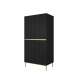 Garderobeskap NICOLE - 100x220 cm - svart matt - 2 dører -  metall bein