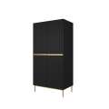 Garderobeskap NICOLE - 100x220 cm - svart matt - 2 dører -  metall bein