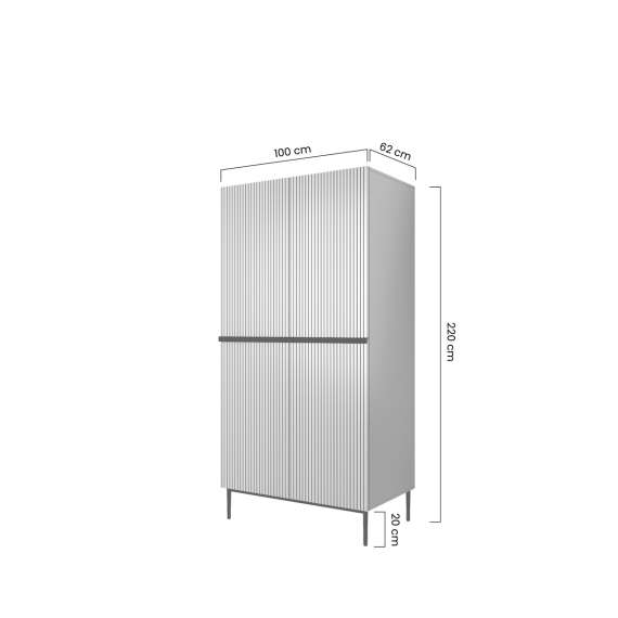 Garderobeskap NICOLE - 100x220 cm - svart matt - 2 dører - 2 innvendige skuffer