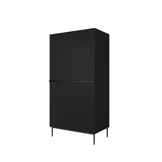 Garderobeskap NICOLE - 100x220 cm - svart matt - 2 dører - 2 innvendige skuffer