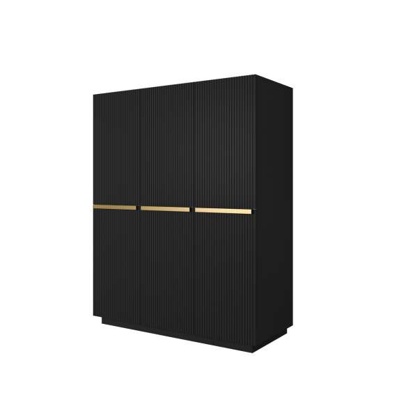 Garderobeskap NICOLE - 150x207 cm - svart matt - 3 dører