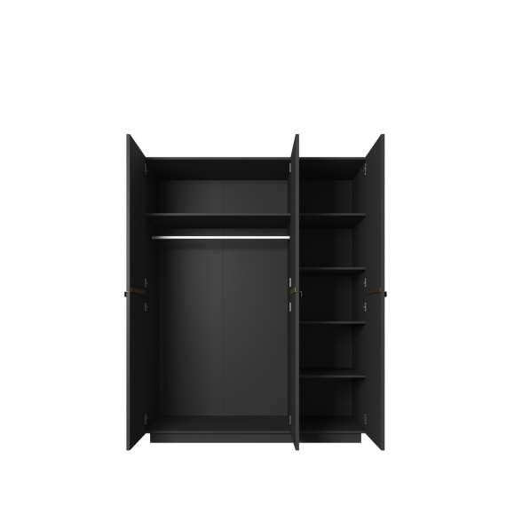 Garderobeskap NICOLE - 150x207 cm - svart matt - 3 dører