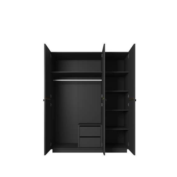 Garderobeskap NICOLE - 150x207 cm - svart matt - 3 dører