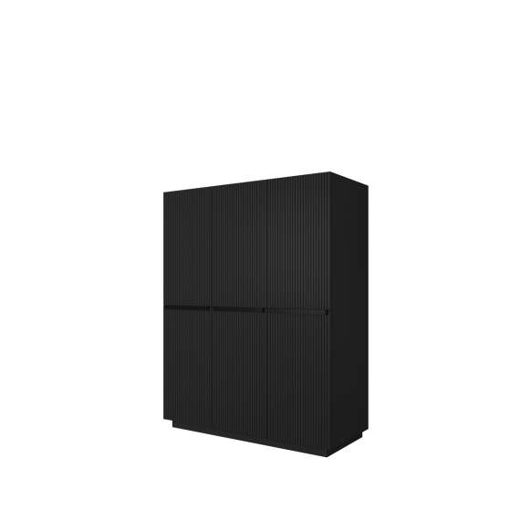Garderobeskap NICOLE - 150x207 cm - svart matt - 3 dører