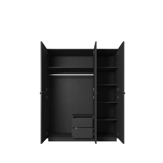 Garderobeskap NICOLE - 150x207 cm - svart matt - 3 dører