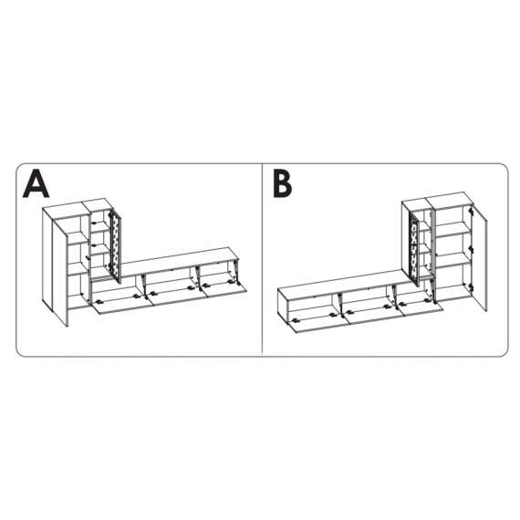 Seksjon CLARE 240 cm - eik vicking - cashmere - LED