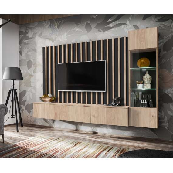 Seksjon Verti 220x148 cm - eik hickory - LED - spiler