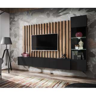 Seksjon Verti 220x148 cm - svart matt - LED - spiler