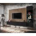Seksjon Verti 220x148 cm - svart matt - LED - spiler