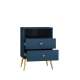 Nattbord MARINE - 50x70 cm - marineblå - 2 skuffer - metall bein