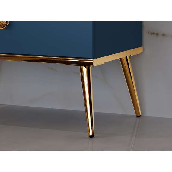 Nattbord MARINE - 50x70 cm - marineblå - 2 skuffer - metall bein