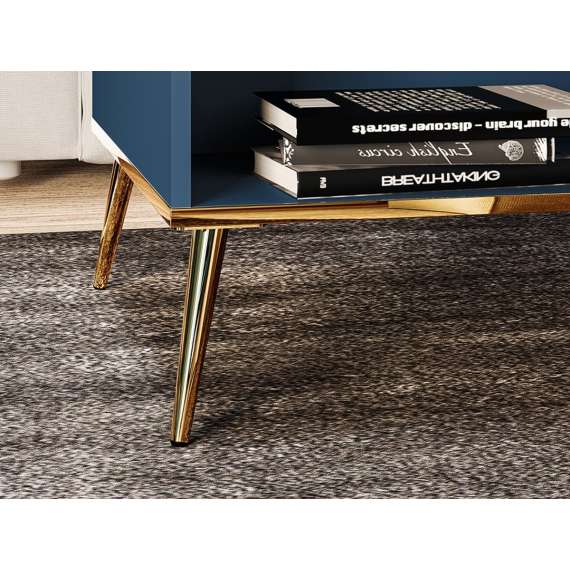 Sofabord MARINE - 90x60 cm - marineblå - metall bein