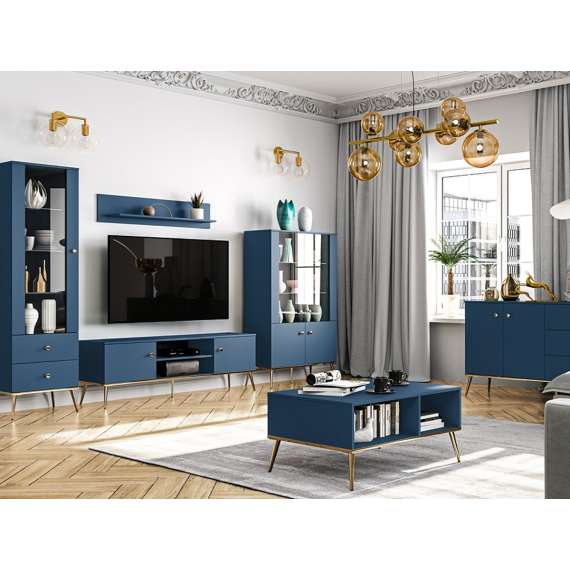 Sofabord MARINE - 90x60 cm - marineblå - metall bein