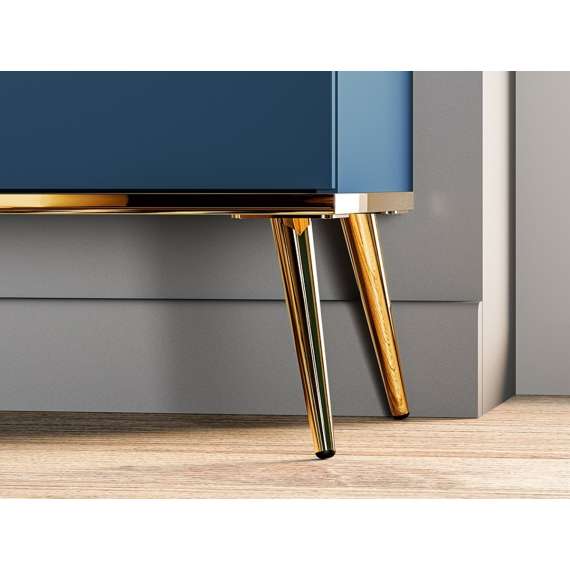 Sminkebord MARINE - 160x54 cm - marineblå - 2 dører - metall bein