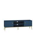 Tv-benk MARINE - 160x54 cm - marineblå - 2 dører - metall bein