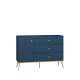 Skjenk MARINE - 120x85 cm - marineblå - 1 dør - 3 skuffer - metall bein