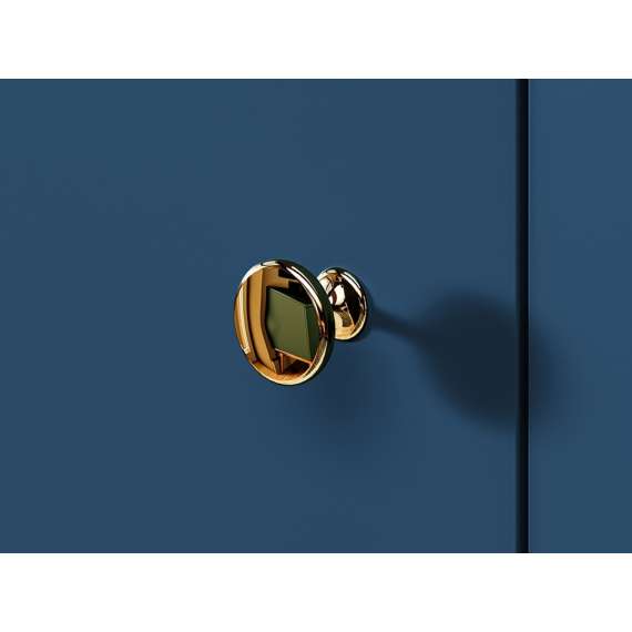 Skjenk MARINE - 120x85 cm - marineblå - 1 dør - 3 skuffer - metall bein